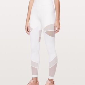 Lululemon Athletica Women’s Activewear White Mesh Cutout Full Length Leggings